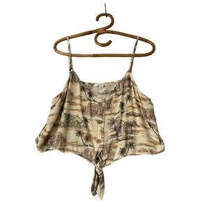 American Eagle‎ | Beach Print Cropped Tie Tank Size XL